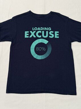 Buzz Cuts Boys Navy Blue "Loading Excuse" Graphic T-Shirt Size M 10/12